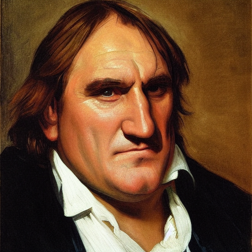 Gérard Depardieu, painting, by Eugene Delacroix.webp